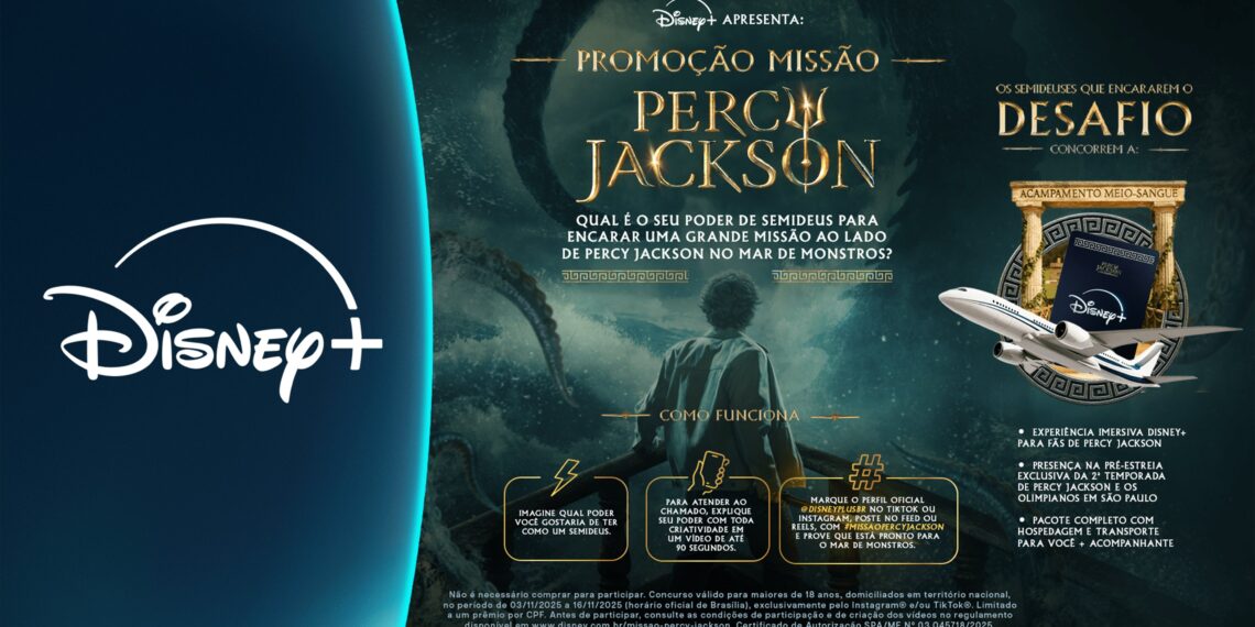 Disney+ Lança Missão Percy Jackson: Concurso Oferece Experiência Imersiva e Pré-Estreia da 2ª Temporada